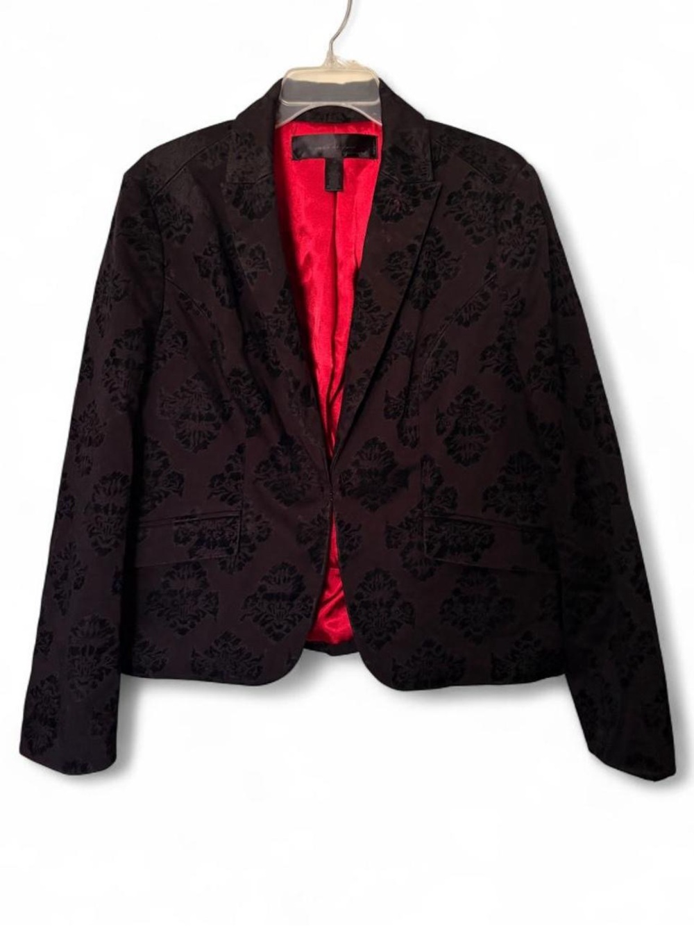 Vintage Y2K Whimsygoth Apostrophe Flocked Velvet Damask Blazer ❤️16 Vampire Chic
